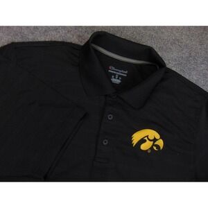Iowa Hawkeyes Shirt Mens Med Black Polo Champion